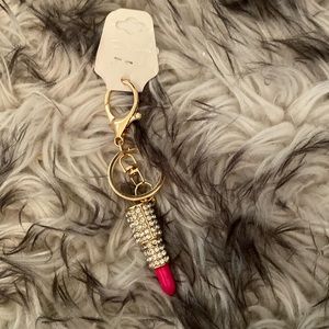 Pink lipstick keychain/bag charm